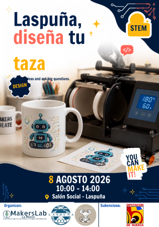 Imagen Diseña tu Taza y Maratón de Robótica. Robot y Código, Laspuña