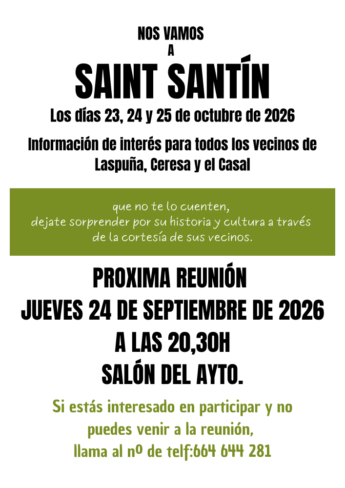 Imagen ?? ¡Nos vamos a Saint Santín! Los días 23, 24 y 25 de octubre de 2026