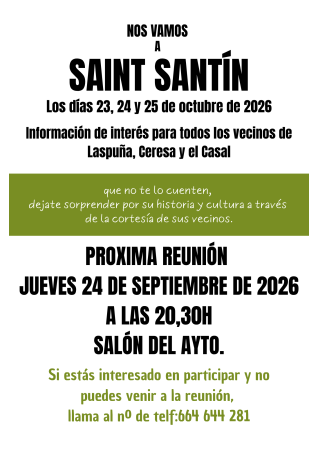 Imagen ¡Nos vamos a Saint Santín! Los días 23, 24 y 25 de octubre de 2026